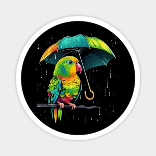 Parakeet Rainy Day With Umbrella Magnet